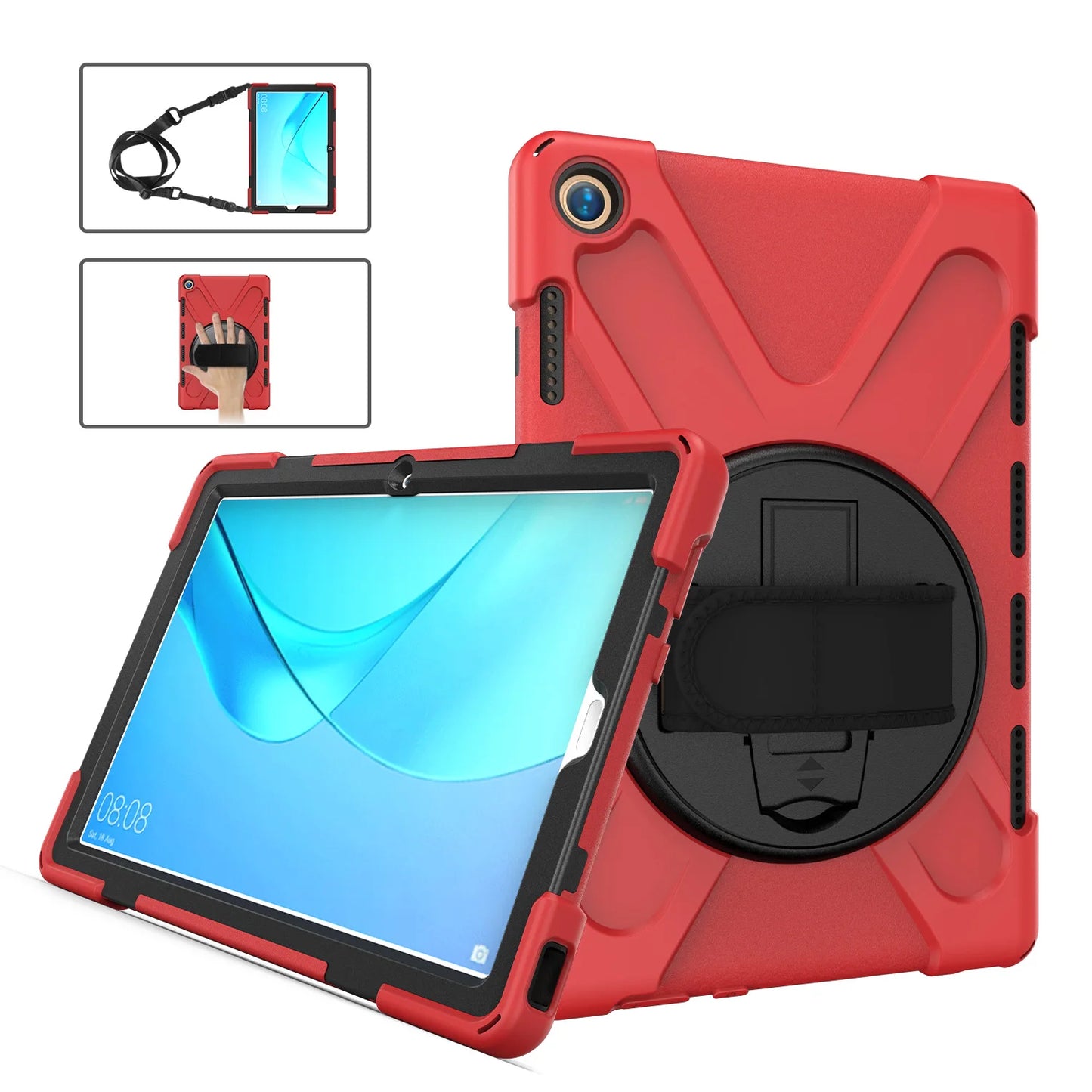 Rotating Hybrid Case For Huawei MediaPad M6 M5 Pro 10.8 MatePad 10.4 Heavy Duty Rugged Cover Hand & Shoulder Strap Shockproof