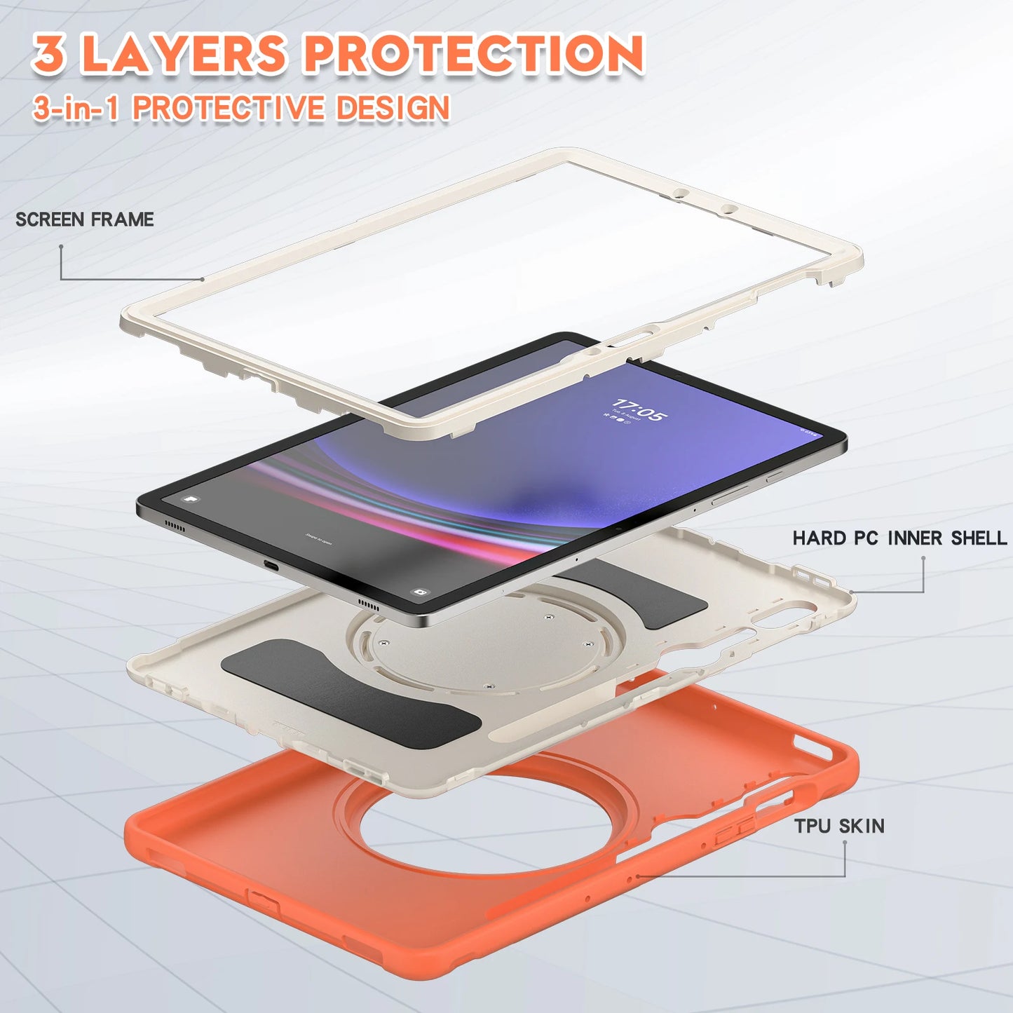 Stand Case For Samsung Tab S9 FE S8 S7 SM-X710 X716B X510 X516B X700 X706 T870 T875 Cover Pen Slot For S6 10.5 T860 T865 TPU+PC