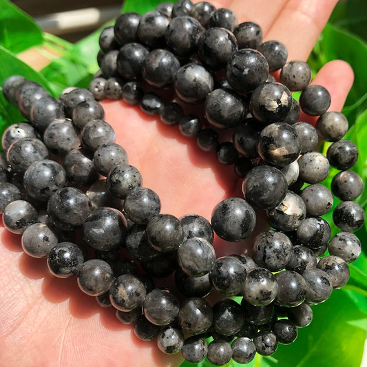 Natural Labradorite Larvikite Stone Beads Black Round Loose Beads For Jewelry DIY Making Bracelet Accessories 15" 4/6/8/10/12mm