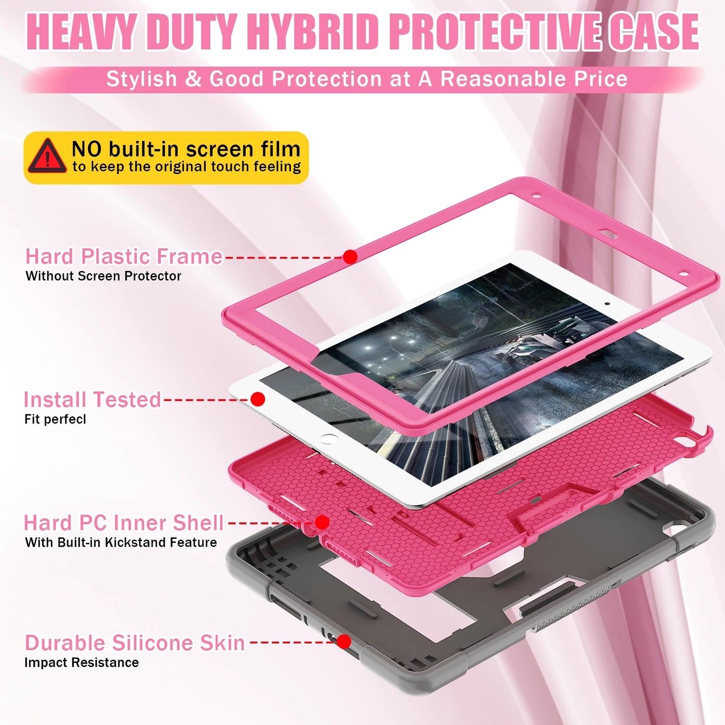 Rugged Case For iPad 10.2 2019 2020 2021 (7th 8th 9th Generation) 3-Layer Protection Cover Shockproof Built-in Kickstand Funda