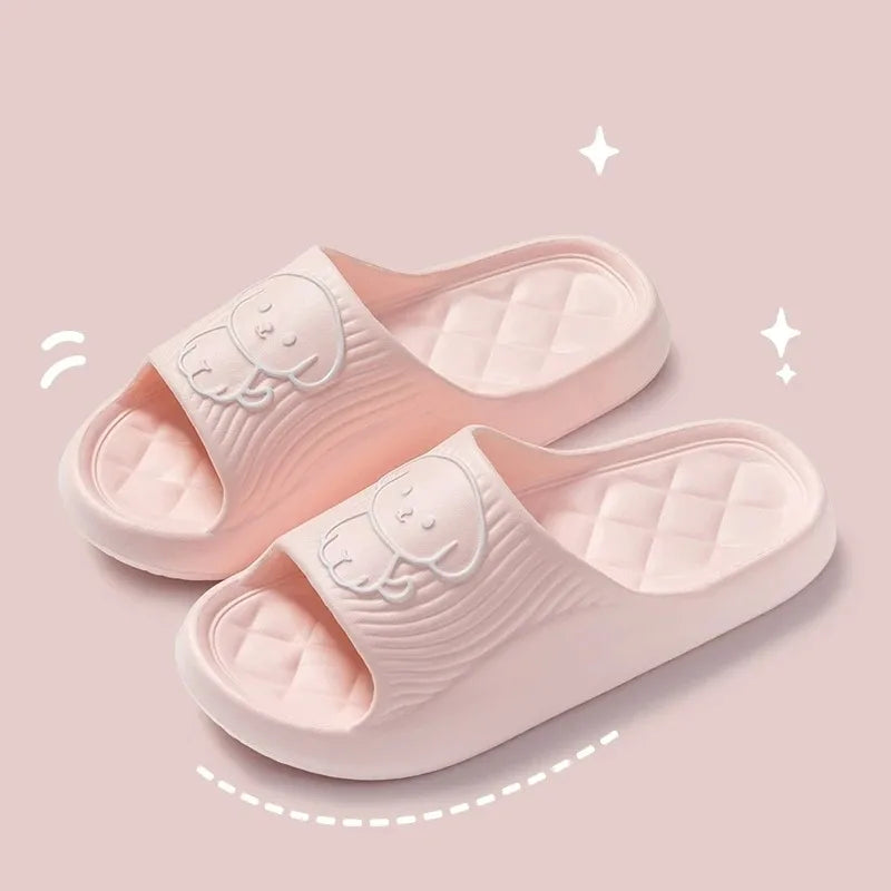 Cute Couple Pillow Slippers Female Summer Wear 2024 New Bathroom Bath Non-slip Indoor Home Eva Thick Bottom Sandals