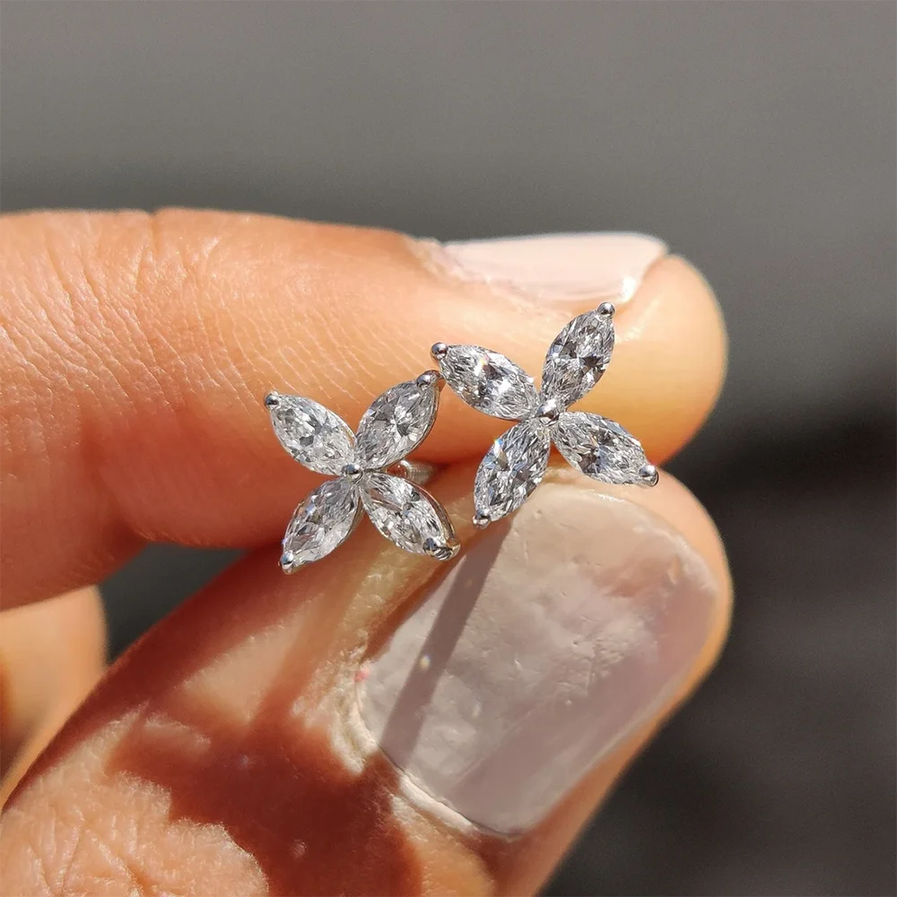 Butterfly Moissanite Jewelry Sets for Women 925 Silver Marquise Cut Diamond Pendant Necklace Stud Earrings with Certificates