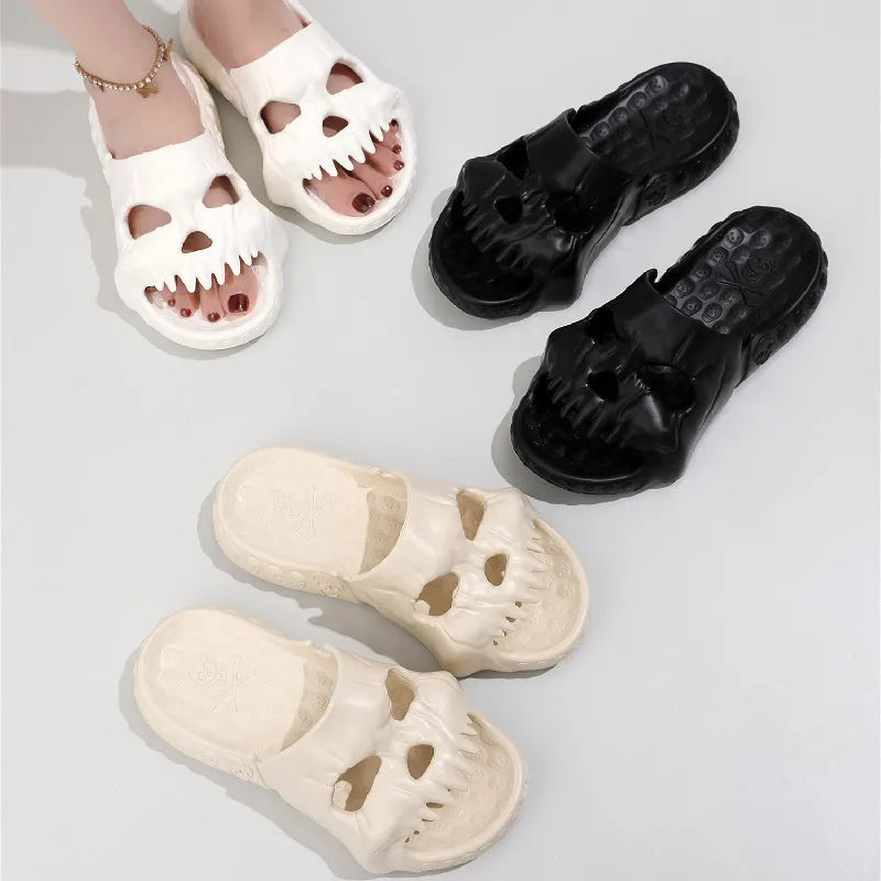 2024 Skull Thick Bottom Cloud Slippers Women Lightweight Soft Sole Platform Sandals Woman Casual Non-slip Beach Shoes Slides