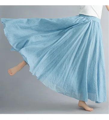 Fashion Cotton Linen Clothes Women Skirts Maxi Y2k Elegant Streetwear Saia Ropa Mujer Casual Vestido Long Skirt Faldas Harajuku