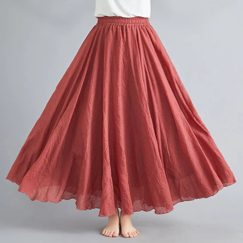 Fashion Cotton Linen Clothes Women Skirts Maxi Y2k Elegant Streetwear Saia Ropa Mujer Casual Vestido Long Skirt Faldas Harajuku