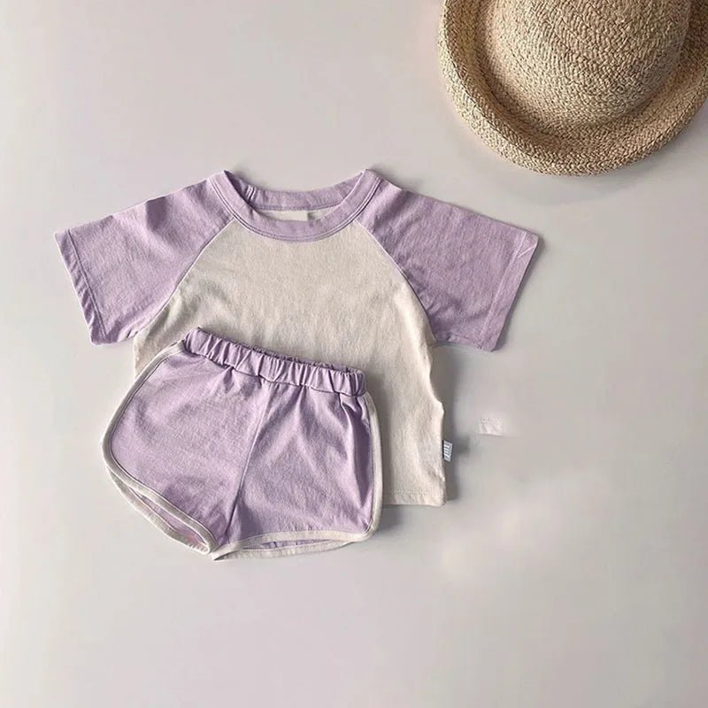 Summer Baby Tee Set Infant Girls Casual T-shirt And Shorts 2 Pcs Boys Sports Outfit Toddler Clothes Suit