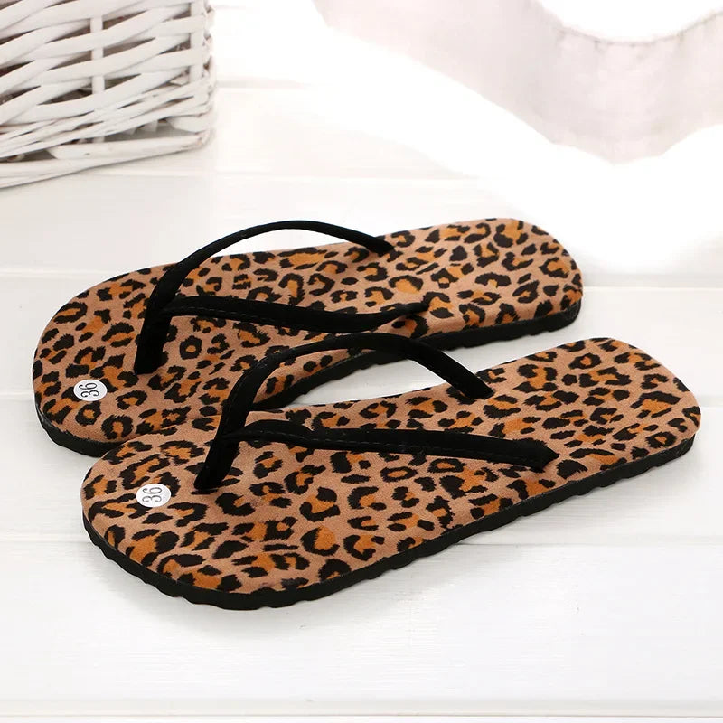 Fashion Summer Rubber Sandals Flip Flops Women Men Leopard Slippers Ladies Shoes Indoor Outdoor Flip-Flops Beach Flat Slides