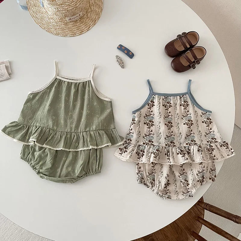 Summer Baby waistcoat Clothing Set Infant Girls Camisole And Bloomer 2 Pcs Toddler Outfit