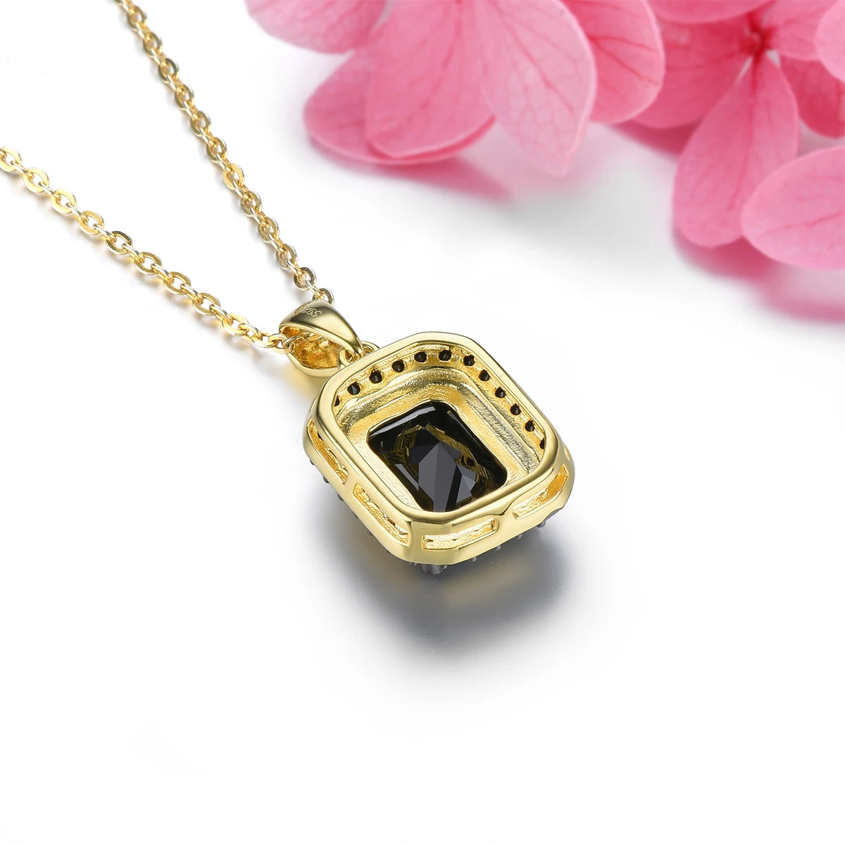 Natural Black Spinel Solid Sterling Silver Yellow Gold Plated Pendants 2.9 Carats Genuine Gemstone Classic Fine Jewelry Gifts