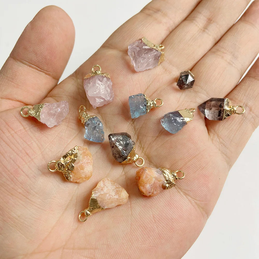 5Pieces/Lot Natural Irregular Stone Pendants Bead Amethysts Quartzs Pendant Healing Reiki Stone Pendant Beads for DIY Necklace