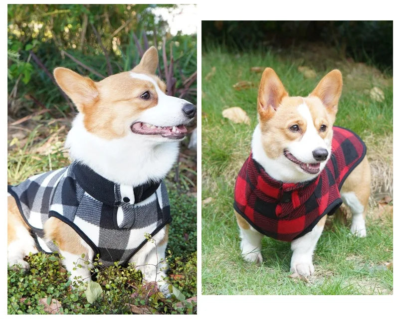 Winter Pet Dog Warm Jacket Cat Fleece Coat Plaid Hoddies Small Medium Large Dog Kitten Sweater French Buldog Big Dog Clothes