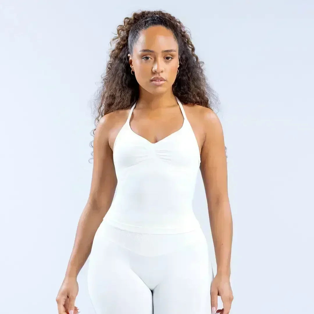 Four Seasons New Gym Fashion Yoga Gym Clothing Hip Pants Neck Bra Comfortable Dopamine Pilates Set