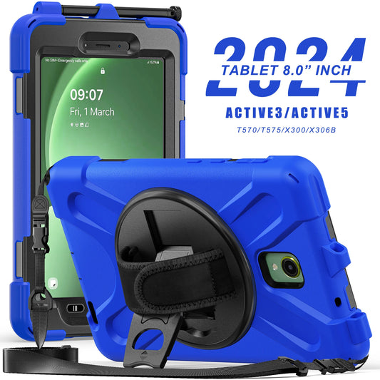 Rotating Case For Samsung Galaxy Tab Active5 2024 SM-X300 X306B 8.0 inch Rugged Cover Universal For Active3 2020 T570 T575 Strap