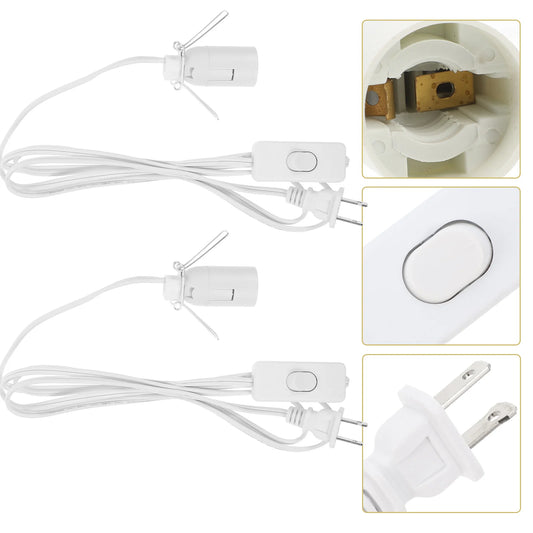 2 Pcs E12 Wire US Plug Power Cord for Crystal Socket Plastic Light with Copper