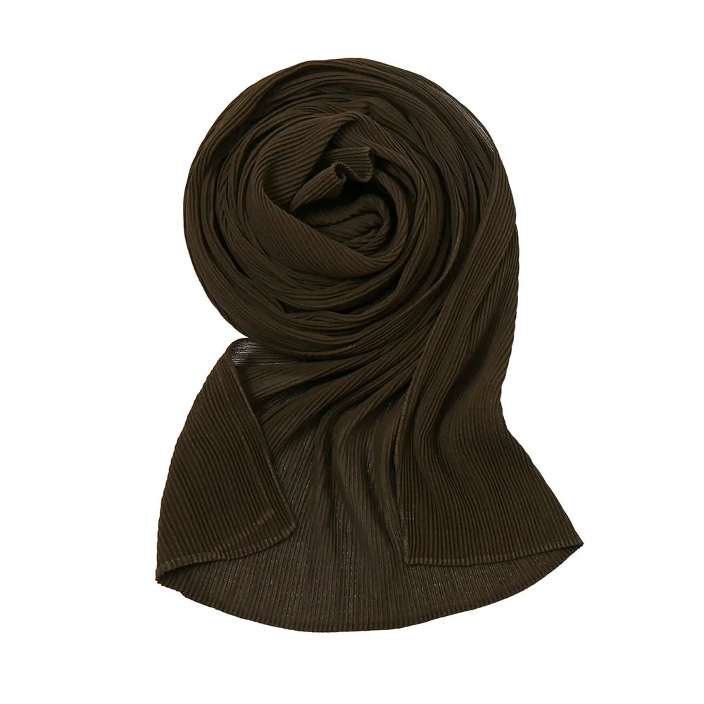 Big Size Pleated Chiffon Hijab Scarf for Muslim Women Turban Pashmina Shawls and Scarves Women Bandana Headband Hijabs Headscarf