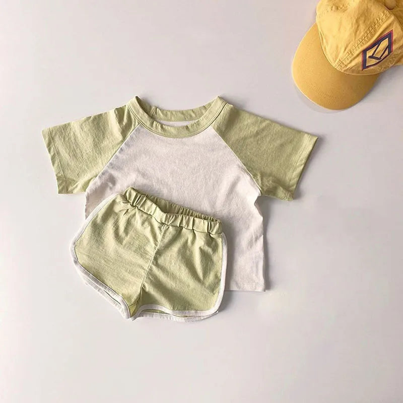 Summer Baby Tee Set Infant Girls Casual T-shirt And Shorts 2 Pcs Boys Sports Outfit Toddler Clothes Suit