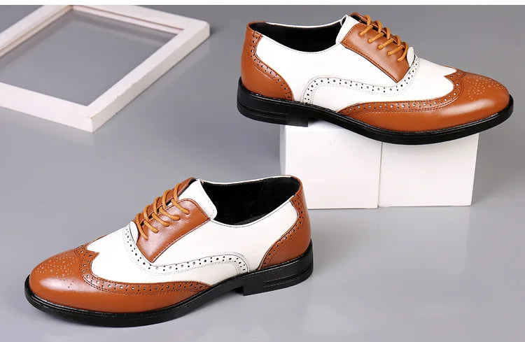 Leather Brogues Men Big Size Fashion Wedding Party Men Dress Shoes Italian Designer Male Drivng Formal Shoes Lace Up Men Oxfords