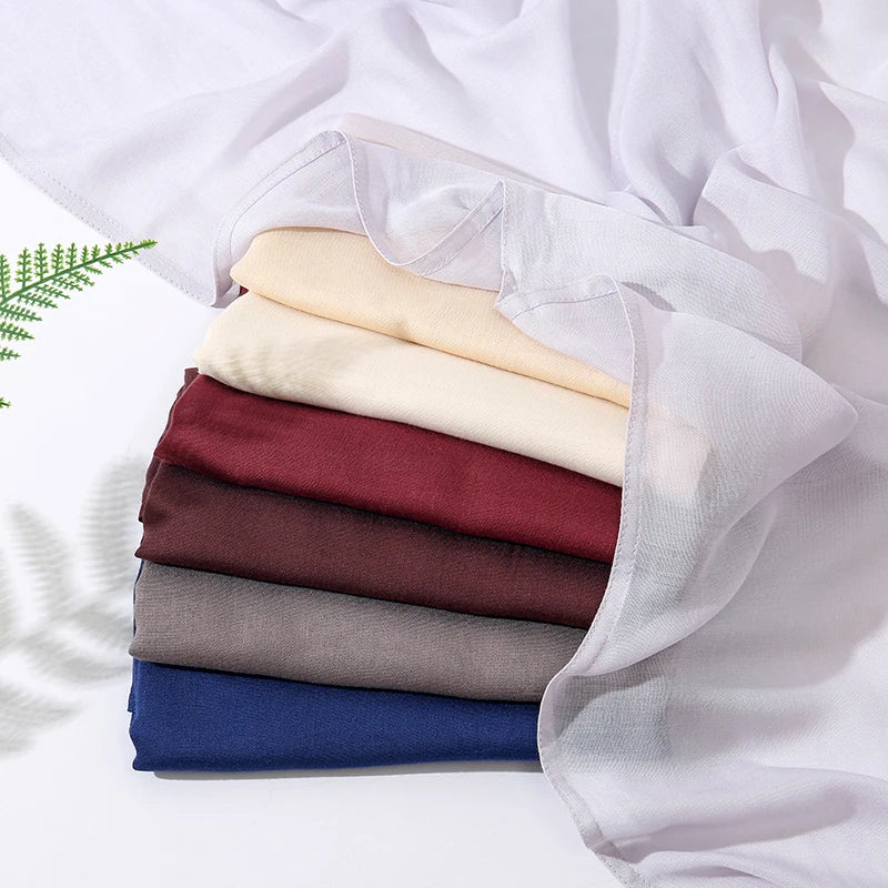 70*180cm Women Plain Solid Color Rayon Cotton Modal Hijab Scarf Lady High Quality Wraps Shawls Muslim Headband Islamic Scarves