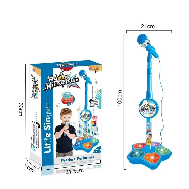 Kids Microphone with Stand Karaoke Song Music Instrument Toys Brain-Training Educational Toy Birthday Gift for Girl Boy