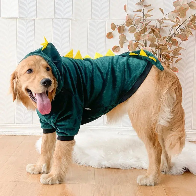 Large Dog Clothes Funny Dinosaur Pet Clothing Autumn Winter Warm Dog Hoody Coat for Medium Big Dogs Labrador Golden Retriever