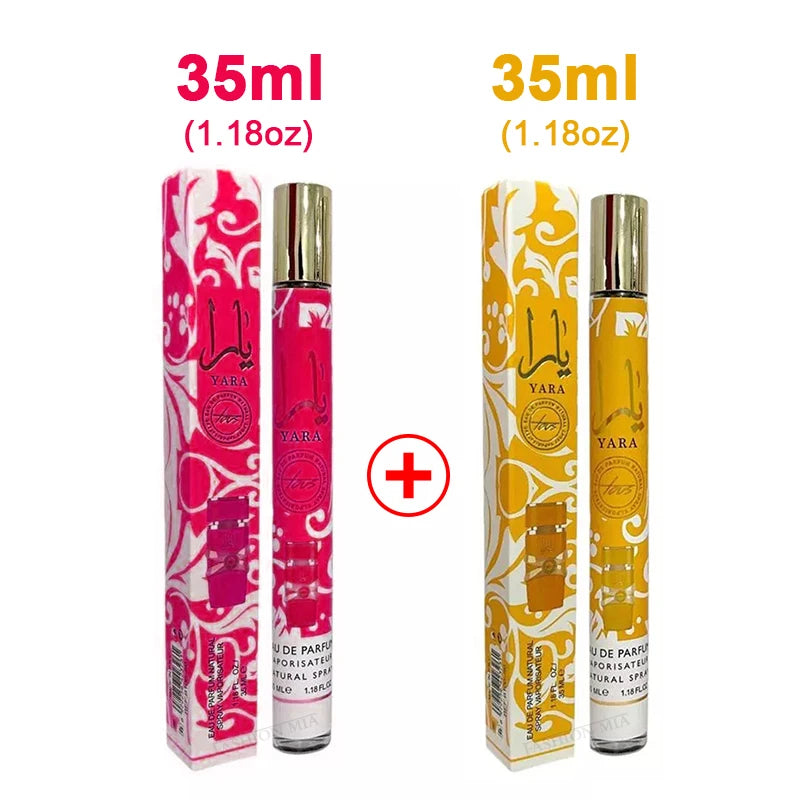 2PCS 35ml Yara Perfume Long Lasting Gourmand Fragrance Eau de Parfum Spray Arabian Perfumes For Men's & Women Portable Perfume