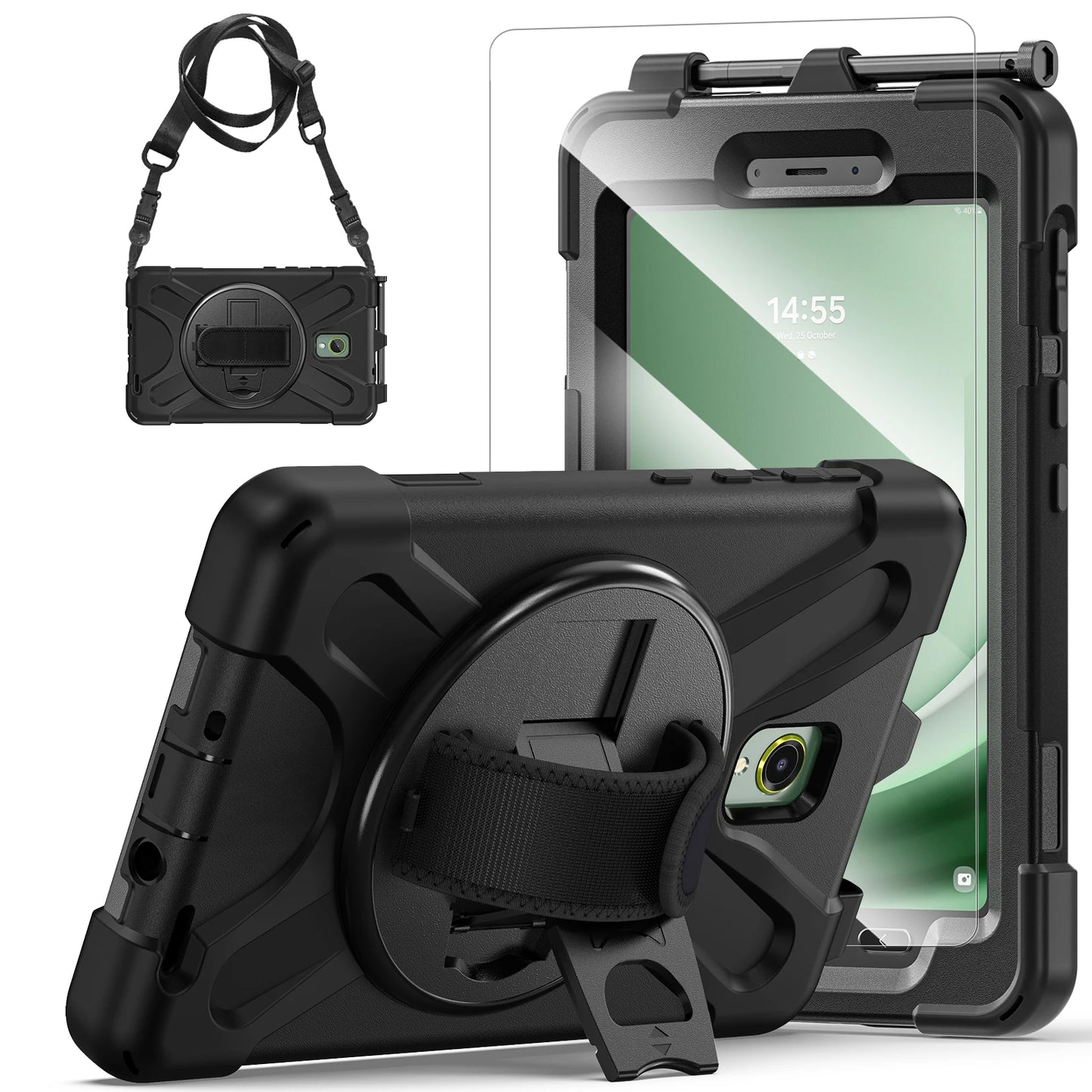 Rotating Case For Samsung Galaxy Tab Active5 2024 SM-X300 X306B 8.0 inch Rugged Cover Universal For Active3 2020 T570 T575 Strap