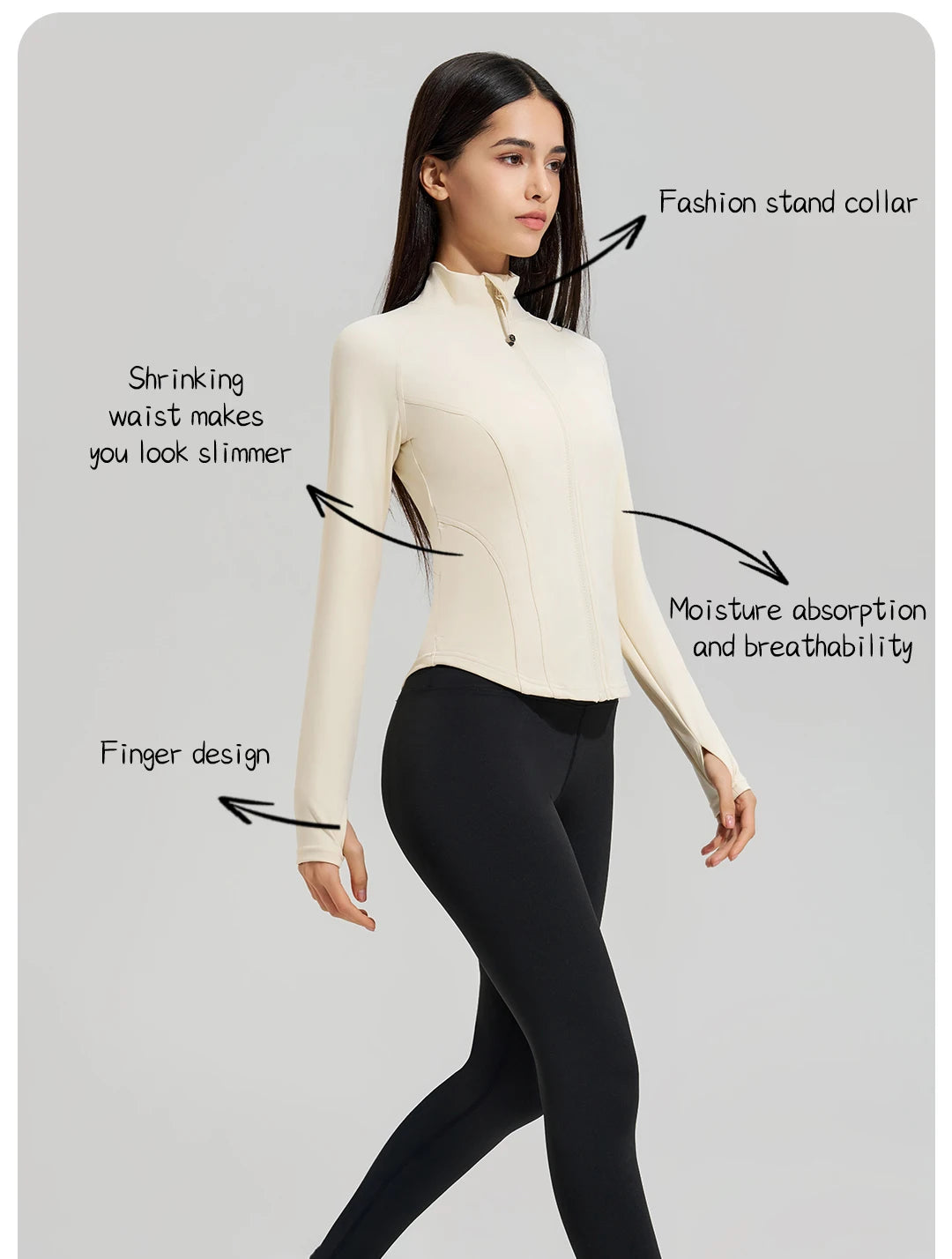 Exercise jacket yoga fitness clothing long-sleeved women four seasons running fast dry tight tops gym yoga jacket