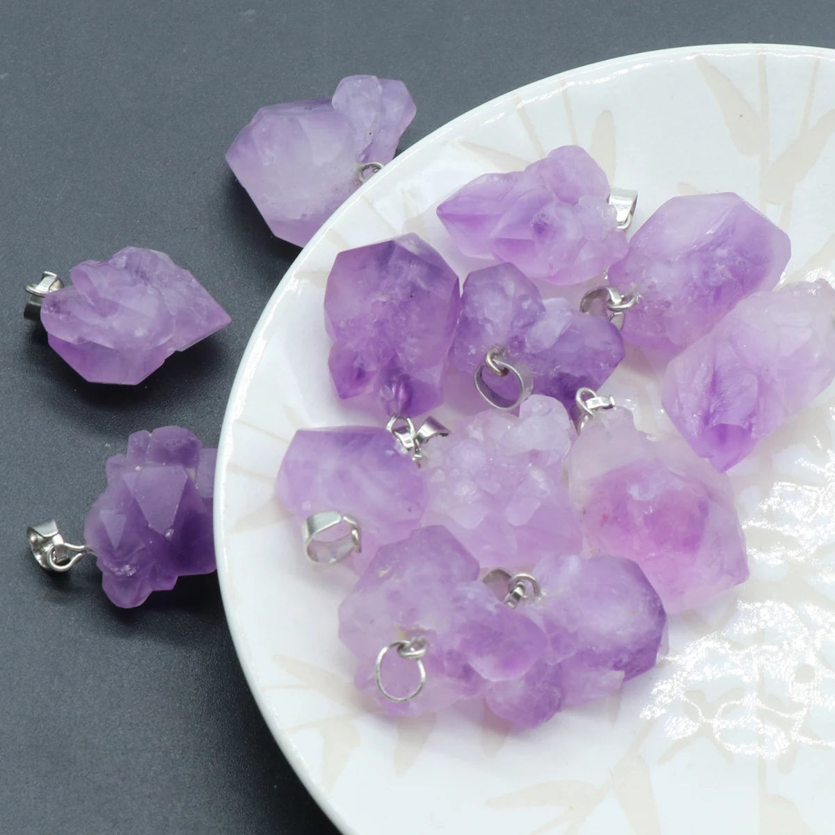 5pc Natural Stone Pendants Irregular Amethysts Crystal Charms for Jewelry Making Diy Women Necklace Earring Reiki Healing Gifts