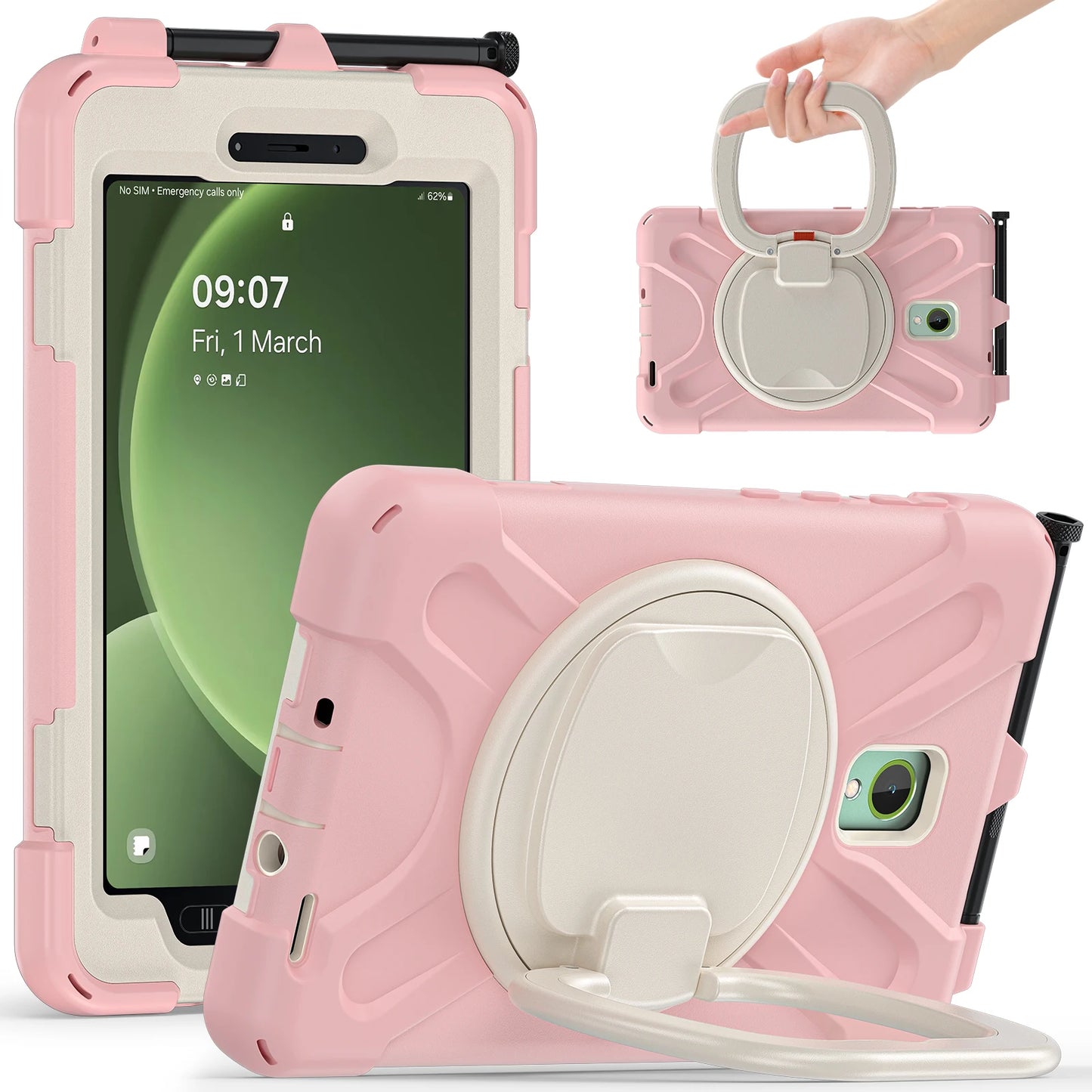 Heavy Duty Case For Samsung Galaxy Tab Active 5 3 8.0 inch SM-X300 X306B T570 T575 Hybrid Cover With 360 Rotatable Handle Grip