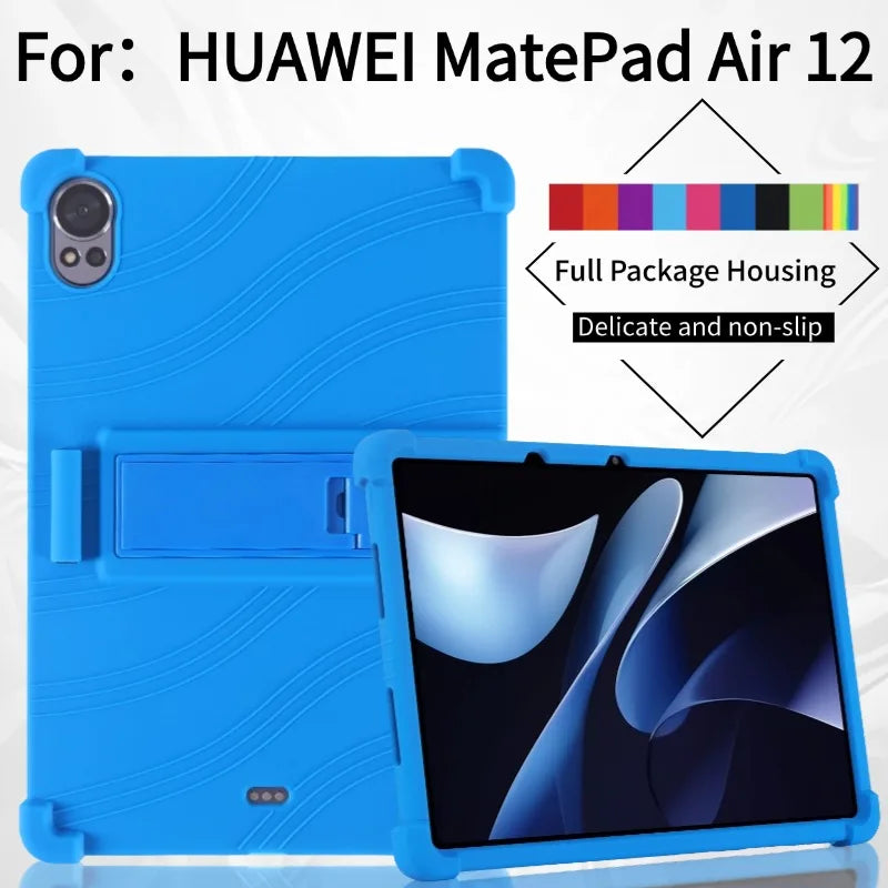 Adjustable Stand Case for Huawei MatePad Air 2024 12.0 inch Model BKY-W20 Soft Silicone Cover Multi-angles Supported Shockproof