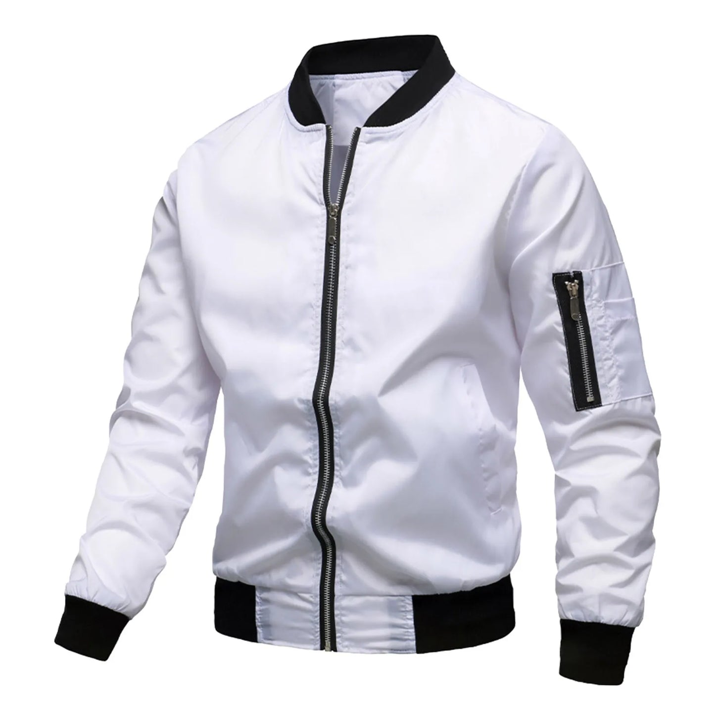 Male Solid Color Autumn And Winter Long Sleeved Jacket With Windproof Zipper Cover Baseball Jacket Outwear Hip Hop Streetwear