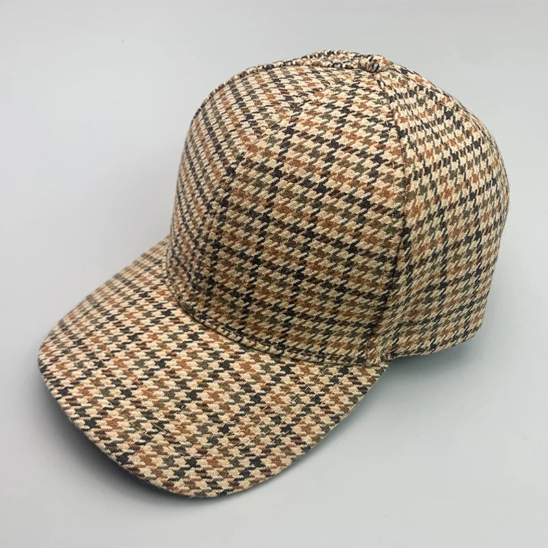 Retro Fashion British style Houndstooth Men Women Baseball Hats Cotton Breathable Streetwear Classic Casual Sport Unisex Caps