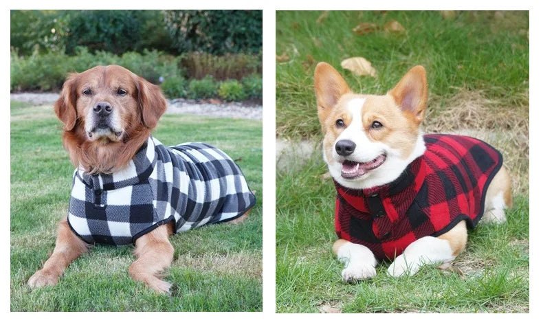 Winter Pet Dog Warm Jacket Cat Fleece Coat Plaid Hoddies Small Medium Large Dog Kitten Sweater French Buldog Big Dog Clothes