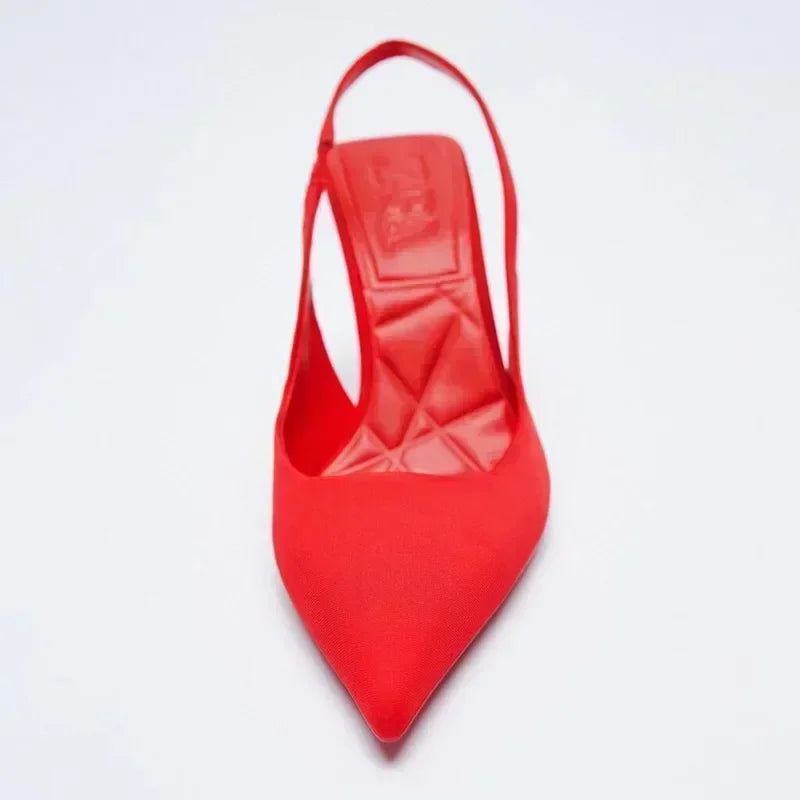 2024 High Quality New Slip-on Women's Solid Color Versatile Fashion Slingback Shoes Office Sexy Dress Pointed Toe Sandals