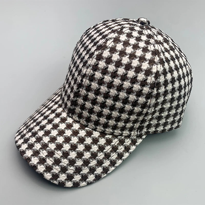 Retro Fashion British style Houndstooth Men Women Baseball Hats Cotton Breathable Streetwear Classic Casual Sport Unisex Caps