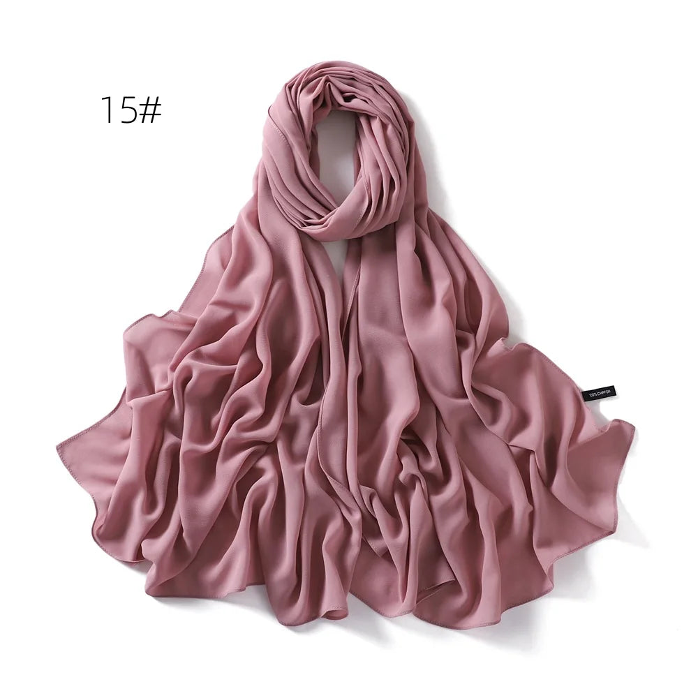 70*180cm Muslim Chiffon Hijab Shawls Scarf Women Solid Color Head Wraps Women Hijabs Scarves Ladies Foulard Femme Muslim Veil