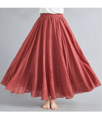 Fashion Cotton Linen Clothes Women Skirts Maxi Y2k Elegant Streetwear Saia Ropa Mujer Casual Vestido Long Skirt Faldas Harajuku