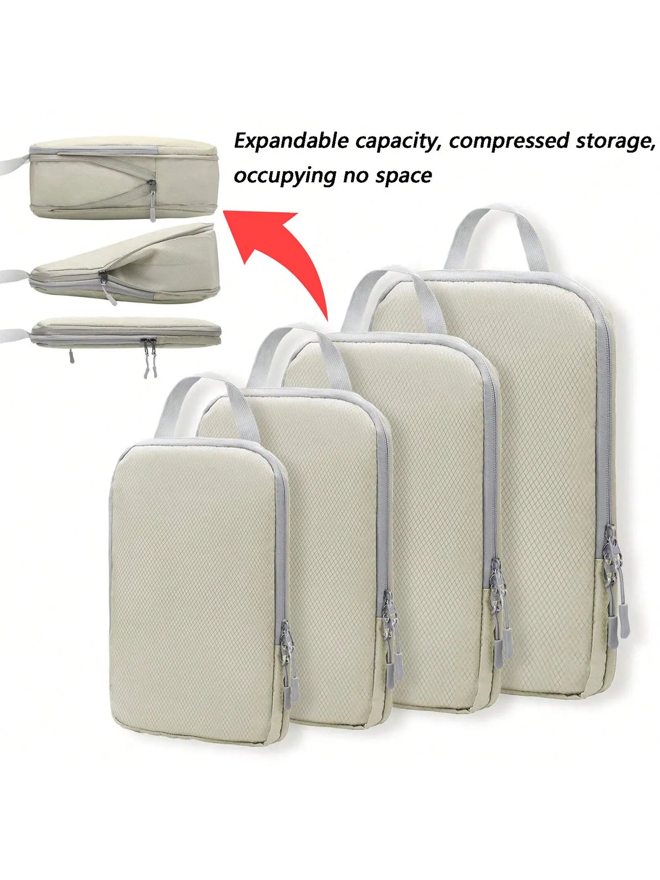 4 pcs/set Compressible Packing Travel Storage Bag Cubes Waterproof Suitcase Nylon Portable With Handbag Luggage Organizer