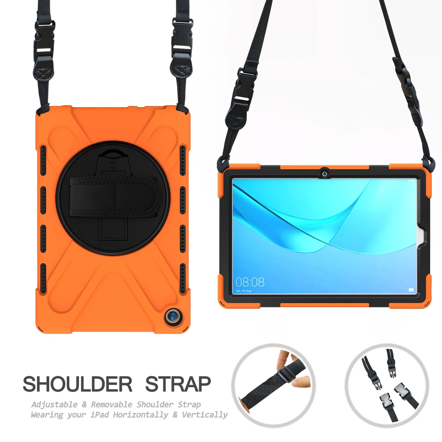 Rotating Hybrid Case For Huawei MediaPad M6 M5 Pro 10.8 MatePad 10.4 Heavy Duty Rugged Cover Hand & Shoulder Strap Shockproof