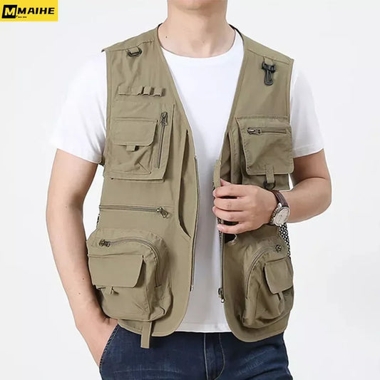 14 Pockets Summer New Men US Tactical Hiking Fishing Vest Mens Photographer Waistcoat Mesh Cargo Sleeveless Jacket Tool Vest