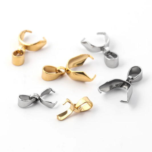 10Pcs/lot Stainless Steel Gold Color Pendant Clip Clasp Melon Seeds Buckle Pendant Connector for DIY Necklace Jewelry Supplies