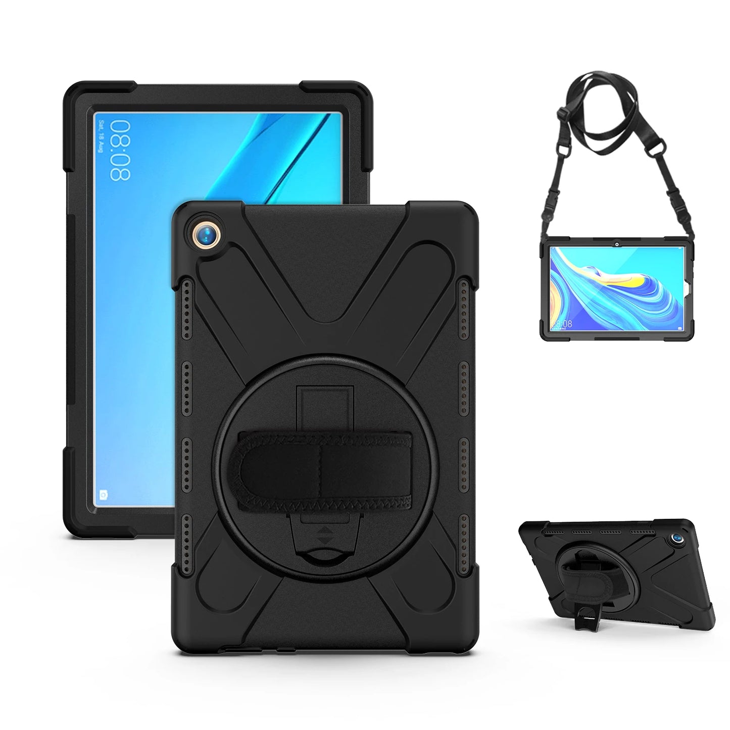 Rotating Hybrid Case For Huawei MediaPad M6 M5 Pro 10.8 MatePad 10.4 Heavy Duty Rugged Cover Hand & Shoulder Strap Shockproof