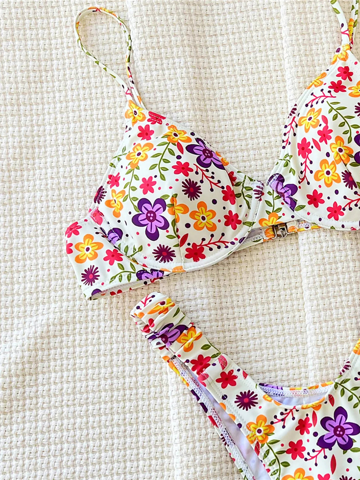 Flowers Printed Underwired Brazilian Bikini Female Swimsuit Women Swimwear Two-pieces Bikini set Bather Bathing Suit Swim K5666