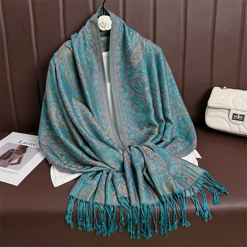 Bohemia Pashmina Hijab Scarf Long Muslim Cashmere Shawl Female Foulard Soft Turban Head Wraps For Women Headband Luxury Brand