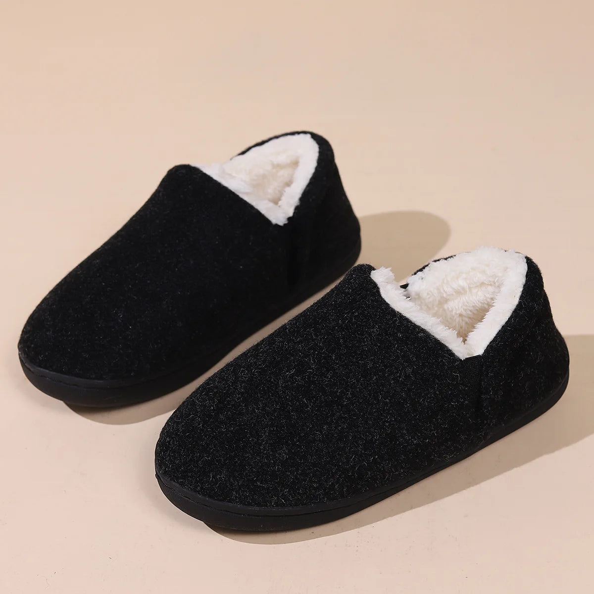 Bebealy New House Shoes Casual Women Shoes Winter Indoor Fluffy Home Shoes For Men Outdoor Antiskid High Ankle Furry Slippers