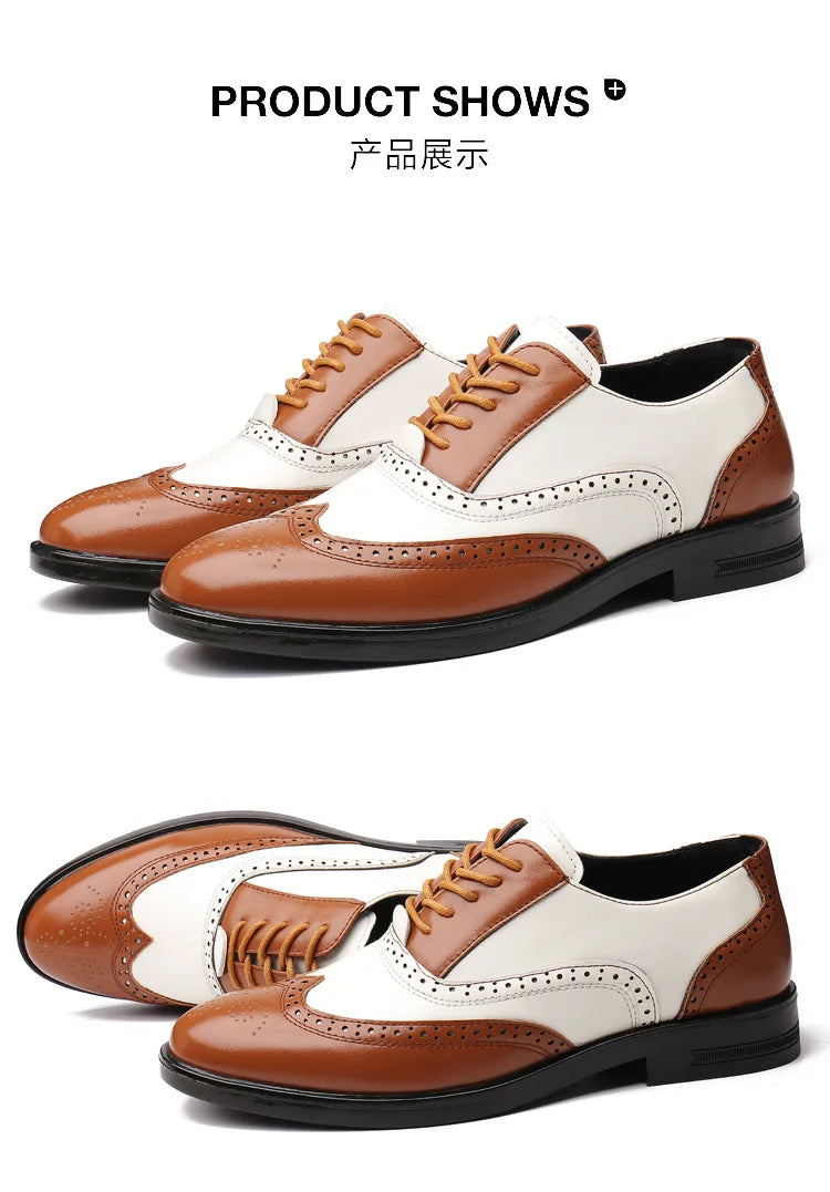 Leather Brogues Men Big Size Fashion Wedding Party Men Dress Shoes Italian Designer Male Drivng Formal Shoes Lace Up Men Oxfords