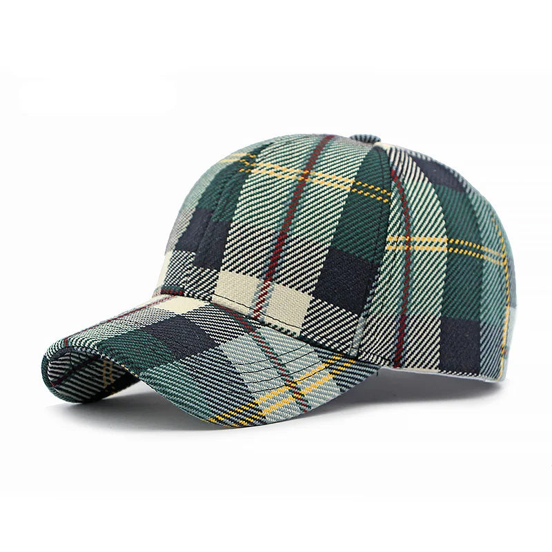 Classic Houndstooth Baseball Cap for Men & Women - Breathable Sun Hat for Spring/Autumn - Vintage Plaid Couple Cap