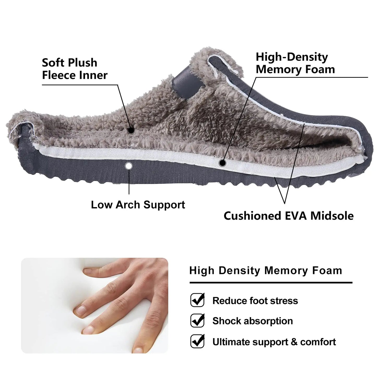 Shevalues Fuzzy Men Clogs Slippers Winter Fur Men Slippers Waterproof Garden Shoes Men Warm House Shoes Anti-slip Fur Slippers