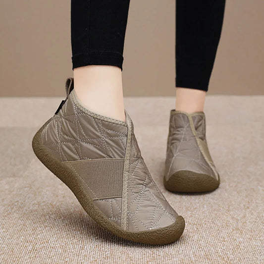 Winter Warm Plush Ankle Boots for Women 2024 New Waterproof Non-Slip Snow Boots Woman Slip-On Flat Heel Warm Cotton Padded Shoes