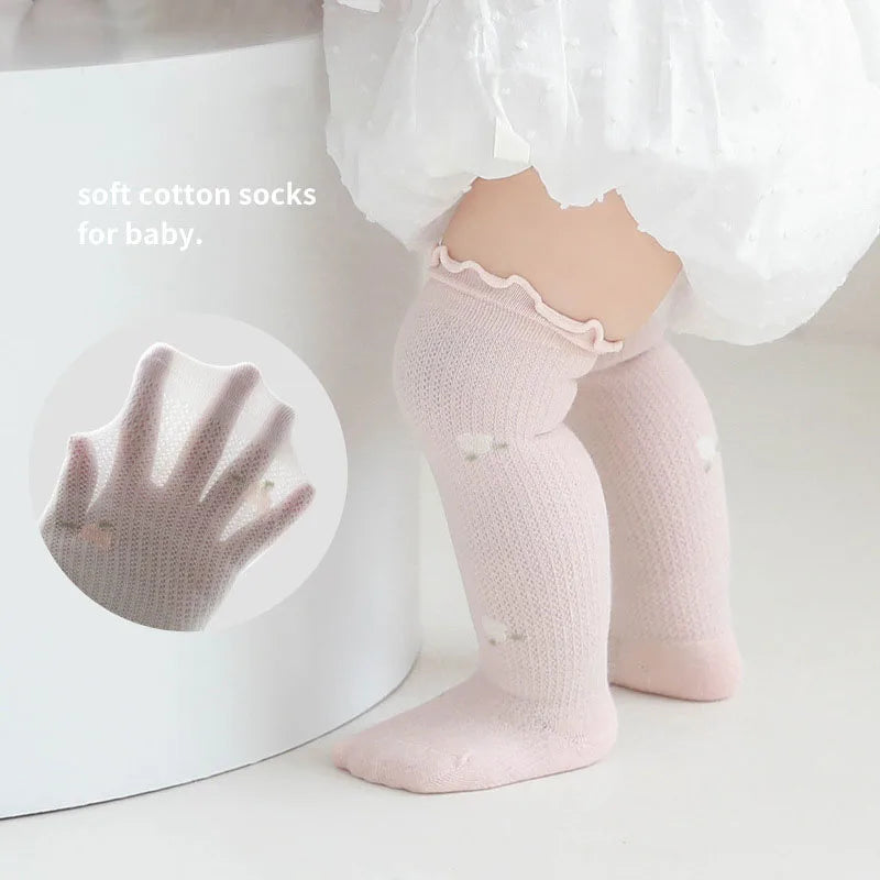 Summer Lovely Baby Socks Thin Newborn Over-Knee Long Tube Cotton Stockings Infant Anti-mosquito Socks